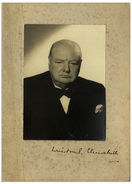 Winston Churchill Signed Photo, Signed on the Mat -- Rare
